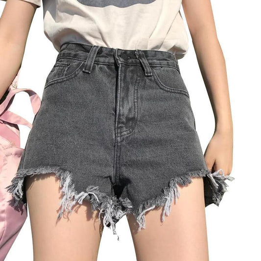Distressed High Waisted Denim Shorts