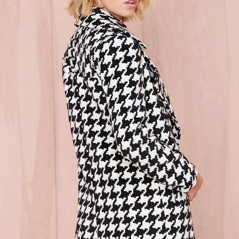 Houndstooth Wool Coat