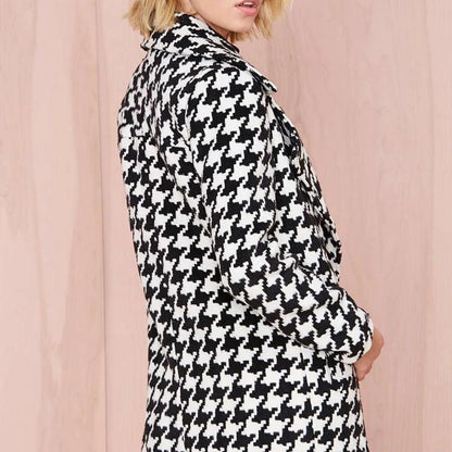 Houndstooth Wool Coat