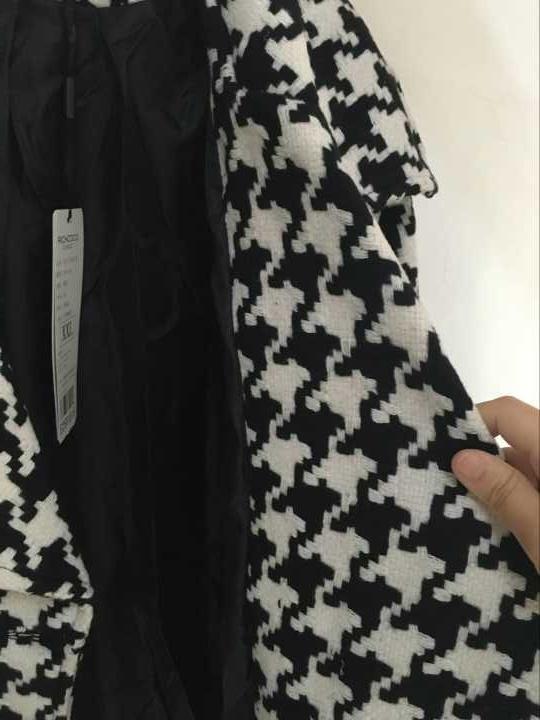 Houndstooth Wool Coat