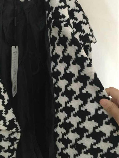 Houndstooth Wool Coat