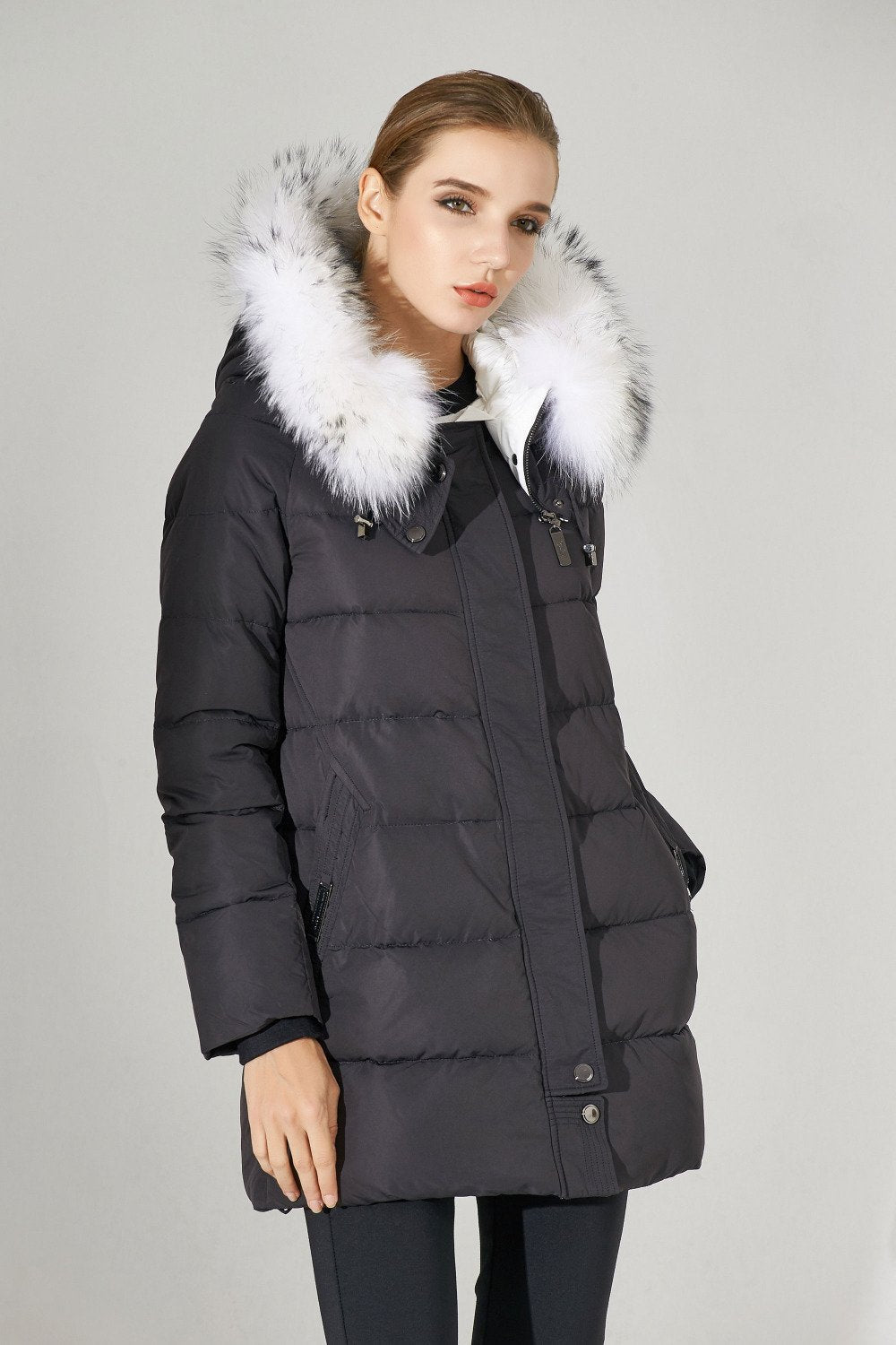 Faux Fox Extended Down Jacket