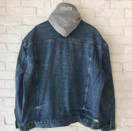 Denim Jacket With Faux Hood