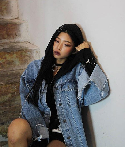 Oversize Distressed Denim Jacket