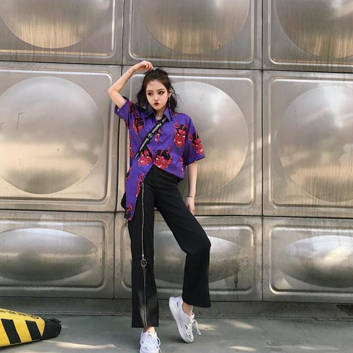 Devil Button Up Top
