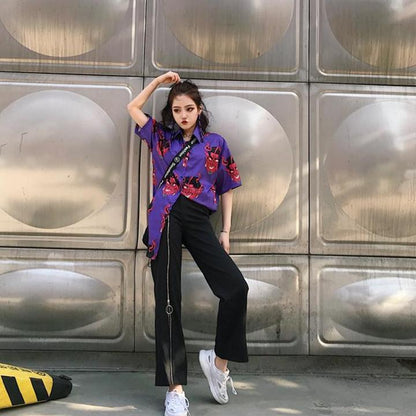 Devil Button Up Top