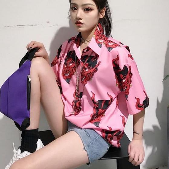 Devil Button Up Top