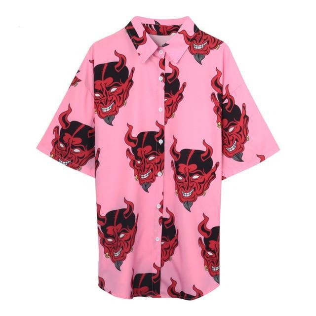 Devil Button Up Top
