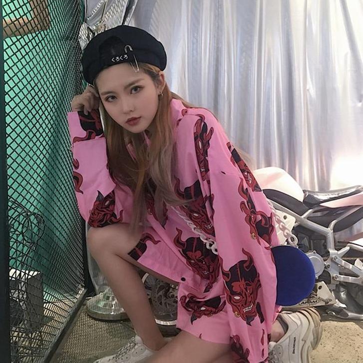 Devil Button Up Top