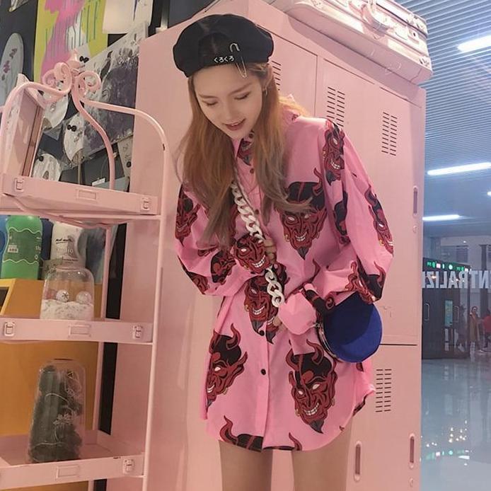 Devil Button Up Top