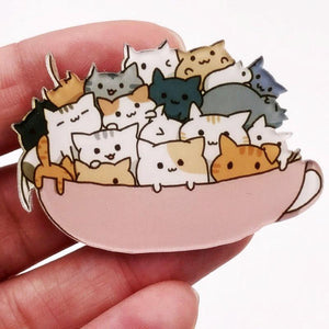 Cats In A Cup Pin