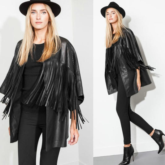 Slim Tassel Leather Jacket