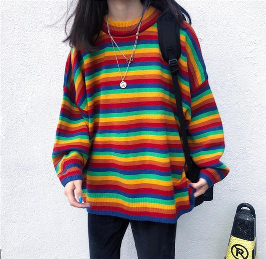 Rainbow Knitted Oversized Sweater