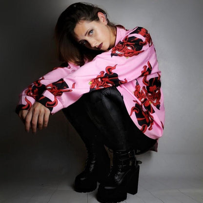 Devil Button Up Top