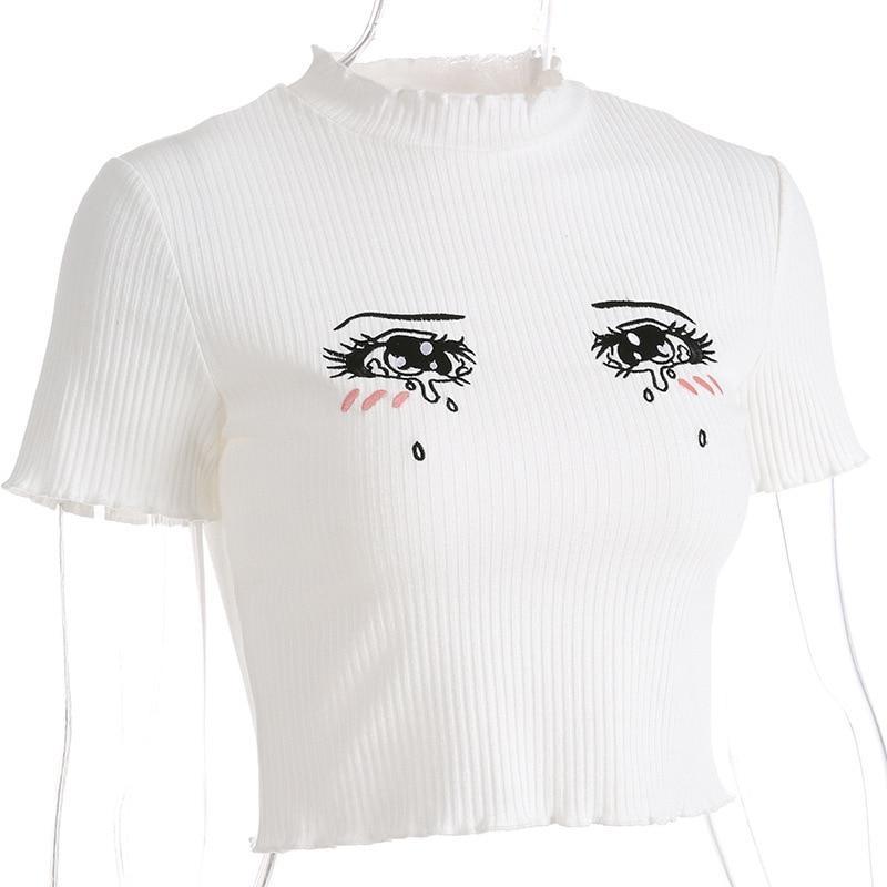Anime Eyes Ribbed Top